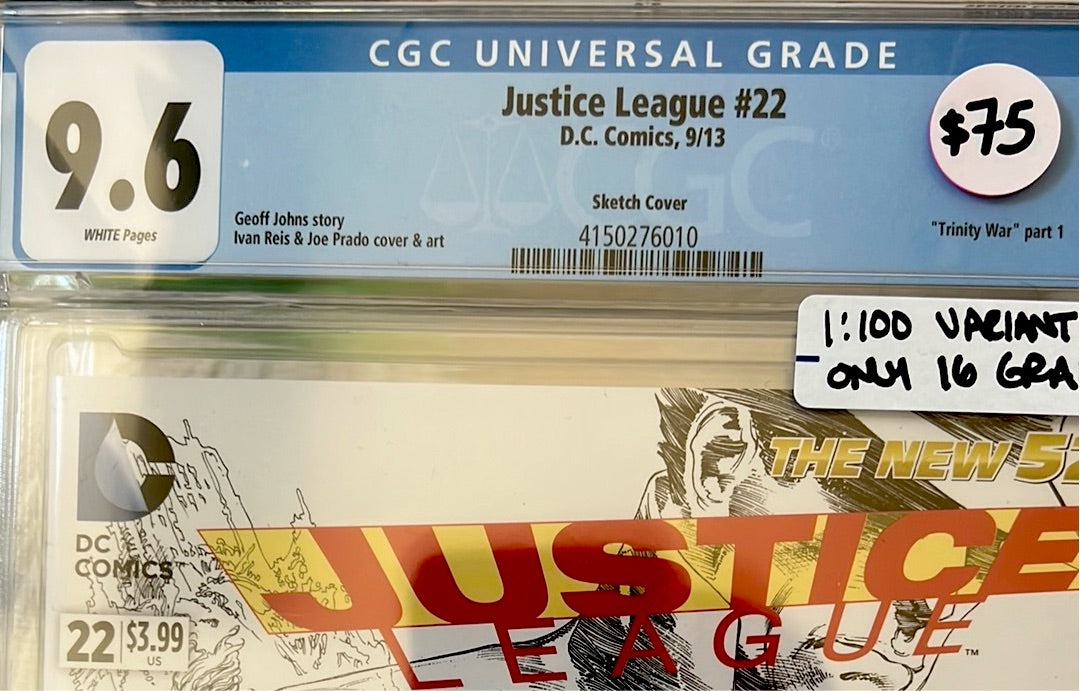 Justice League #22 (2011) CGC 9.6 (1:100 Sketch Variant by Ivan Reis)