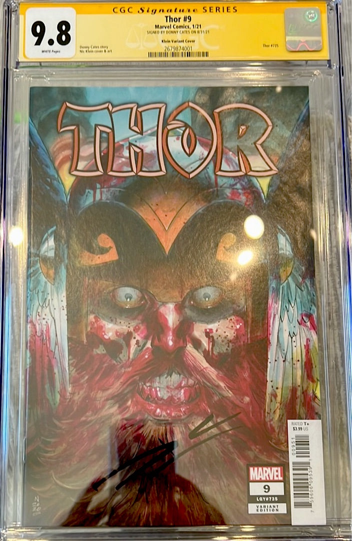 Thor #9 (6th Series) CGC SS 9.8 (Signed by Donny Cates) Klein Variant Cover