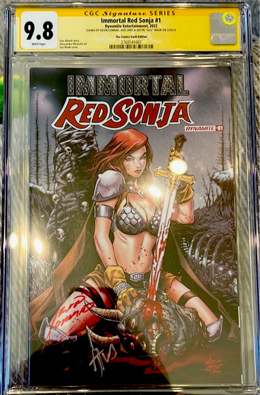 Immortal Red Sonja #1 CGC SS 9.8 Signed by Kevin Conrad, Jose Jaro, Gus Mauk (The Comics Vault Edition)