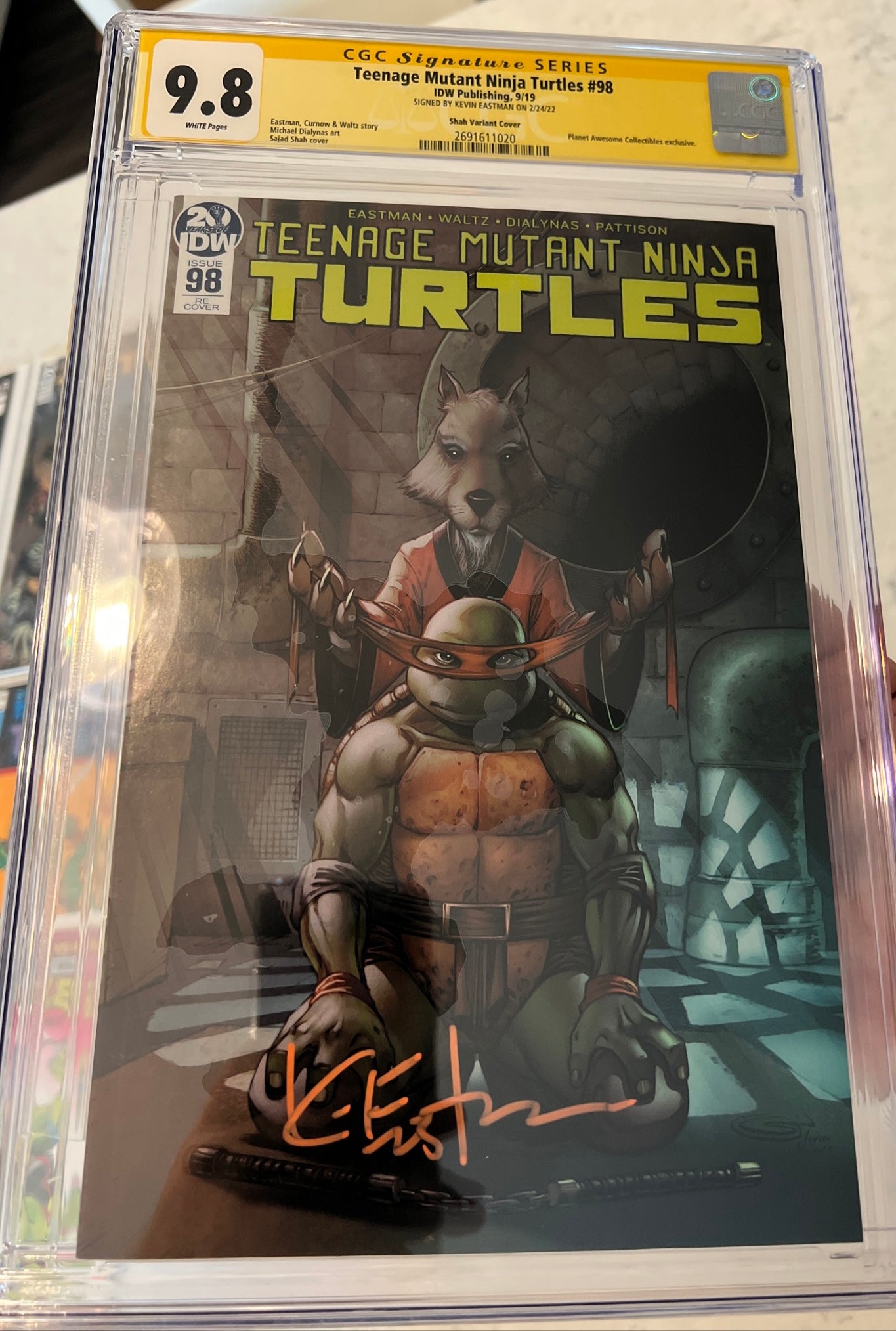 Teenage Mutant Ninja Turtles #98 CGC SS 9.8 Signed by Kevin Eastman (Shah Variant Cover, Planet Awesome Collectibles)