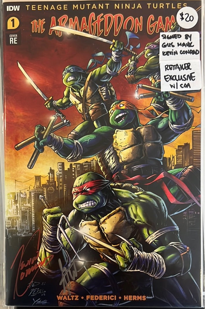 Teenage Mutant Ninja Turtles: The Armageddon Game #1 (The Comics Vault Retailer Exclusive Cover) Signed by Gus Mauk & Kevin Conrad