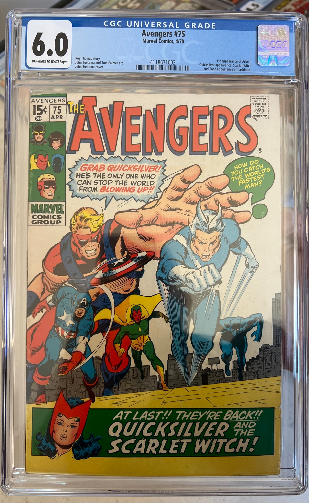 Avengers #75 (1st Series) CGC 6.0